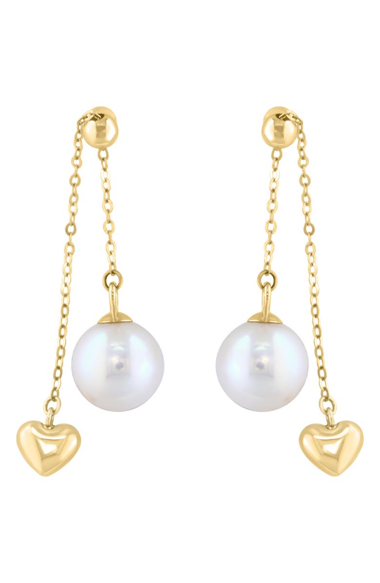 EFFY Heart Freshwater Pearl Chain Drop Earrings, Alternate, color, White