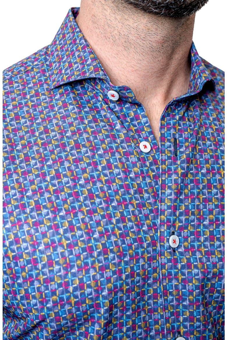 Einstein Check Mate Contemporary Fit Button-Up Shirt, Alternate, color, BLUE MULTI