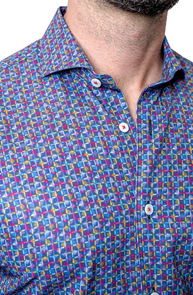 Maceoo Einstein Check Mate Contemporary Fit Button-Up Shirt, Alternate, color, Blue Multi