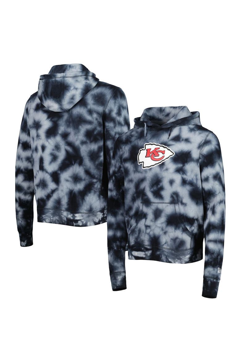 Men's New Era Black Kansas City Chiefs Team Tie-Dye Pullover Hoodie, Main, color, Black