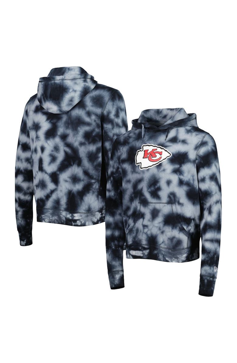 New Era Men's New Era Black Kansas City Chiefs Team Tie-Dye Pullover Hoodie, Main, color, Black