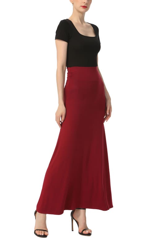 Kimi & Kai Waist Ruched Maxi Skirt In Wine