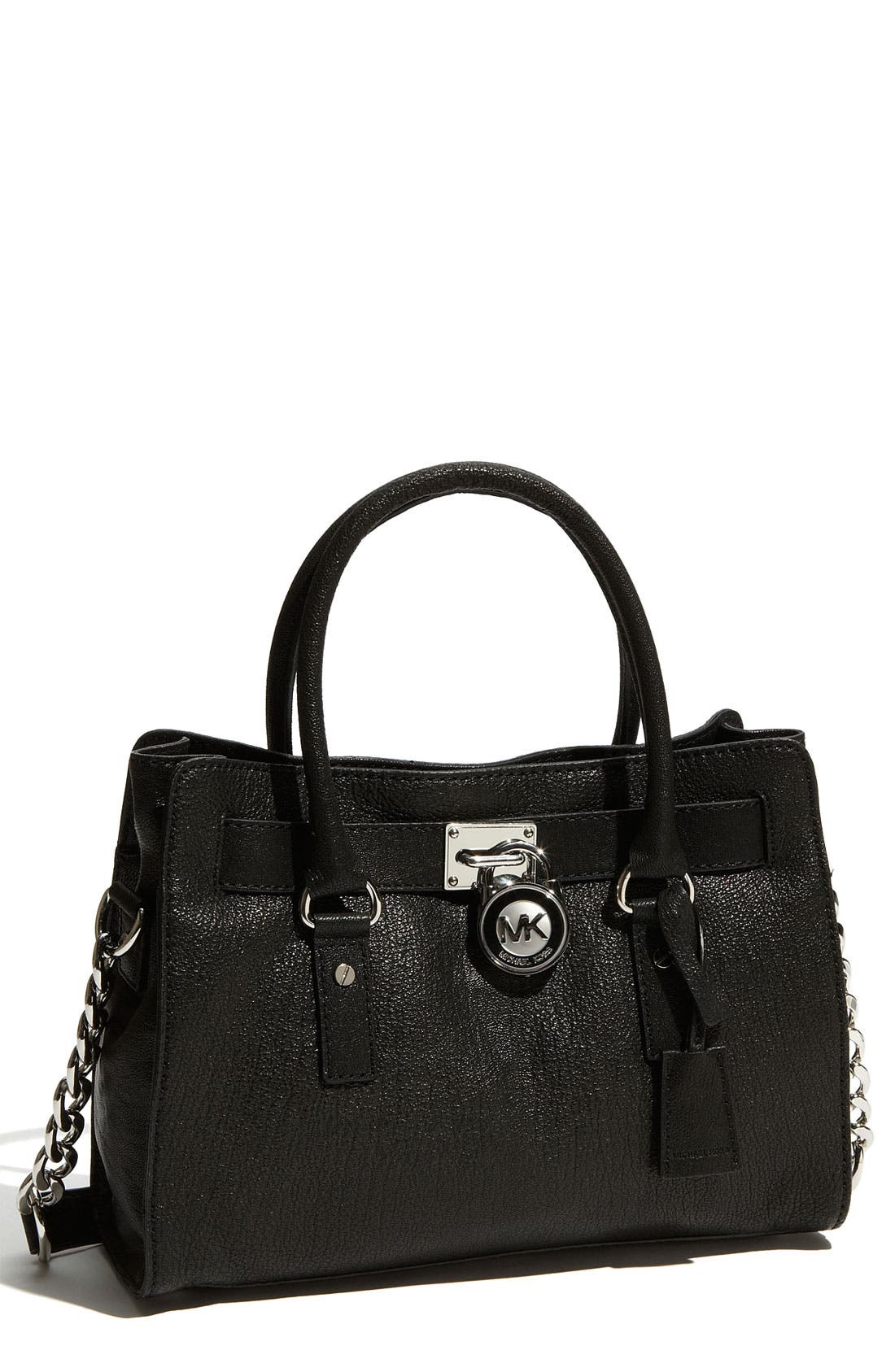 'Hamilton Chain' Leather Tote, Main, color, BLACK