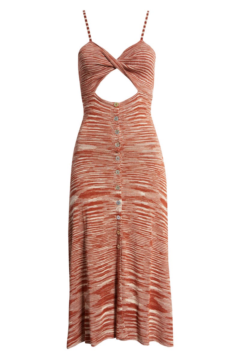 For Love & Lemons Isabela Stripe Cutout Twist Detail Midi Dress, Alternate, color, 
