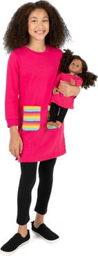 Leveret Girls Sweatshirt Dress with Matching Doll Dress