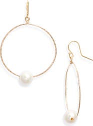 Kiara by Ki-ele Alii Large Freshwater Pearl Hammered Hoop Earrings