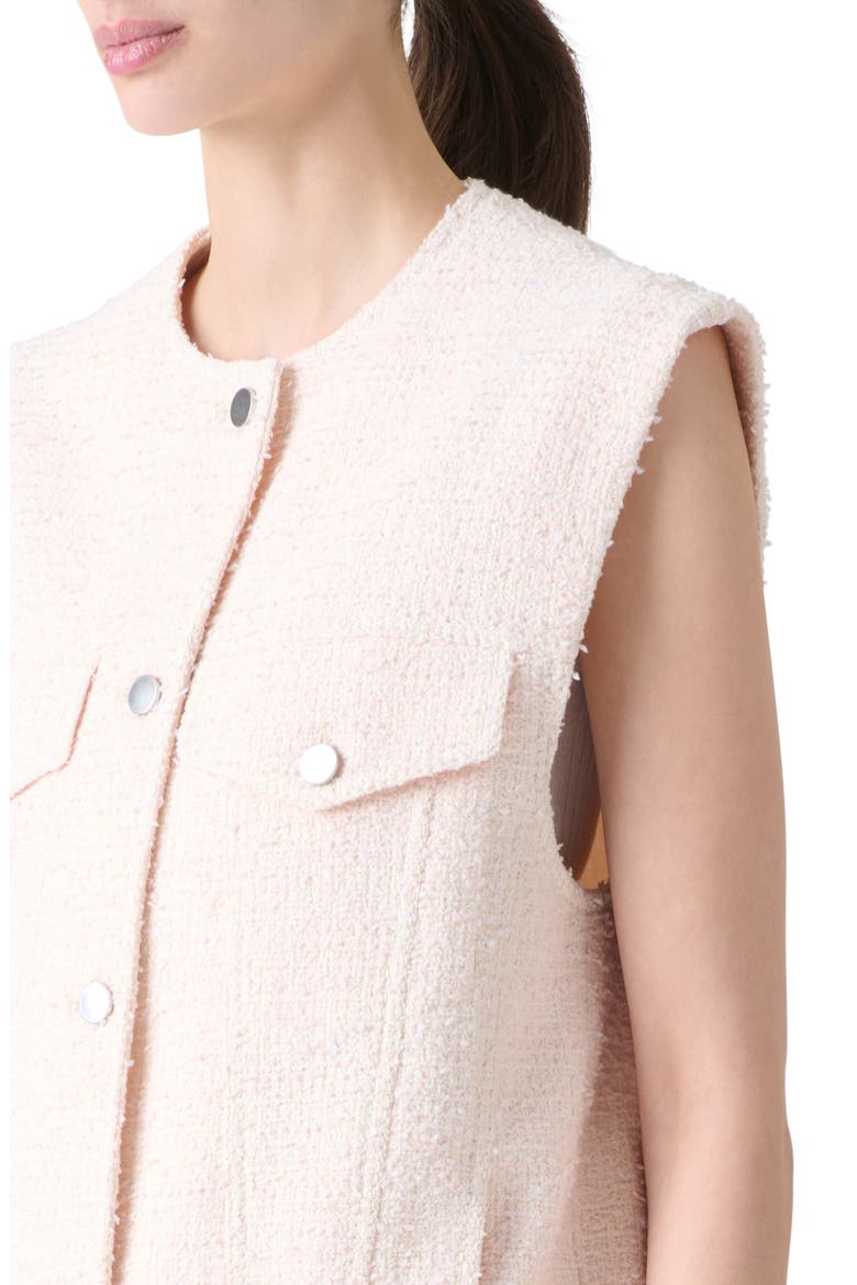Bouclé Tweed Oversize Vest, Alternate, color, PALE PINK-CREAM