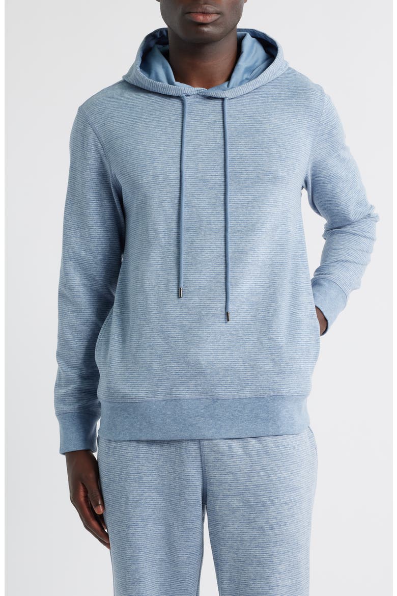Pinstripe Pajama Hoodie, Main, color, BLUE STRIPE