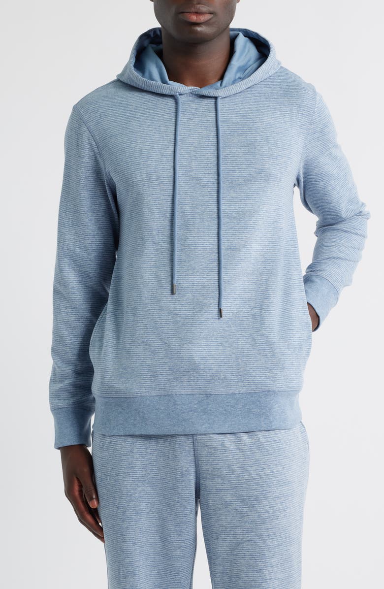 Daniel Buchler Pinstripe Pajama Hoodie, Main, color, Blue Stripe
