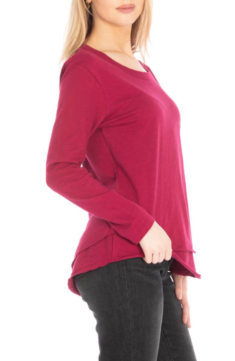 APNY Layered Hem Cotton Slub Top, Alternate, color, Winter Berry
