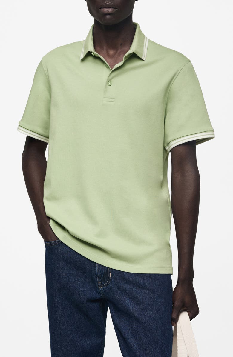 MANGO Tipped Cotton Polo, Main, color, 