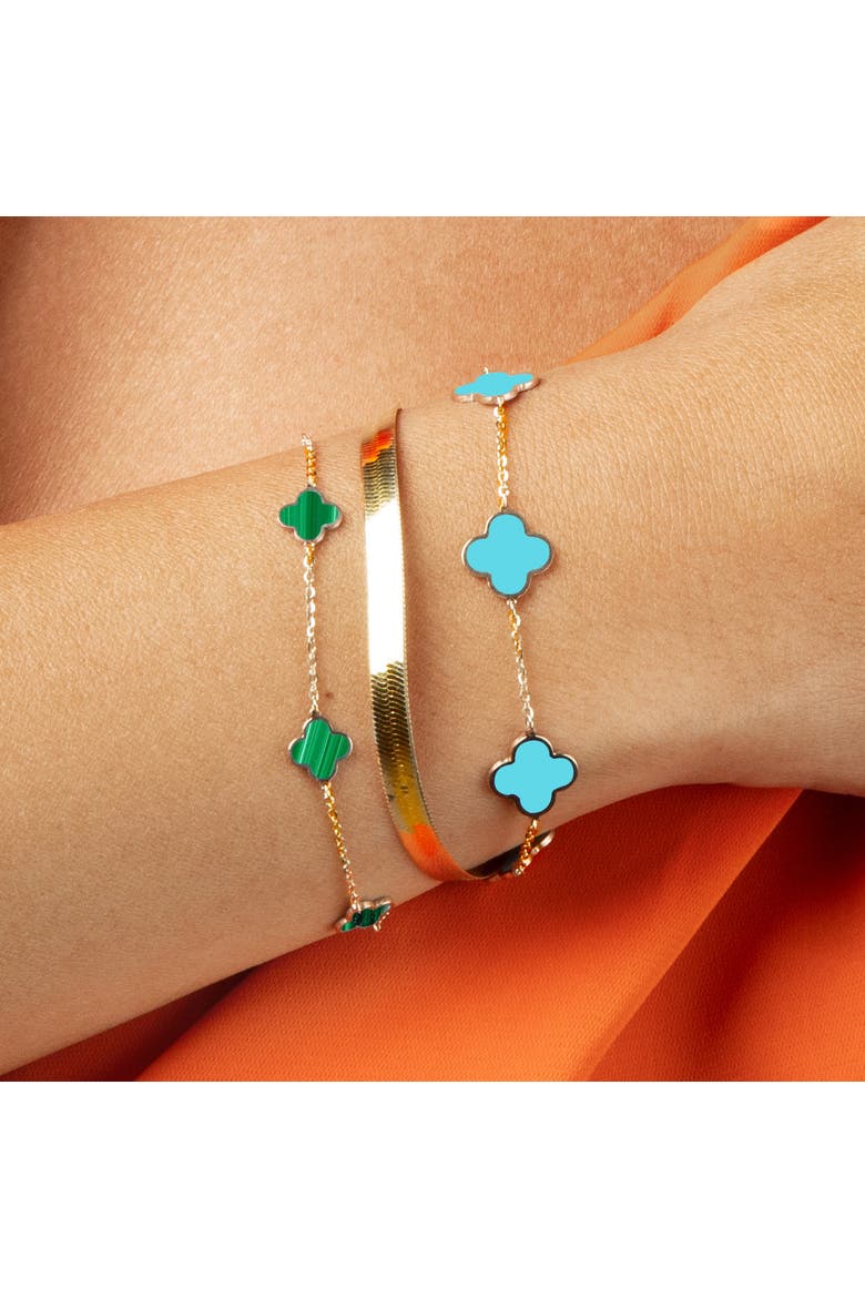 Mini Malachite Clover Bracelet, Alternate, color, Malachite