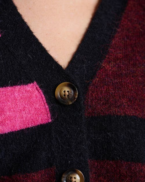 Lisa Todd The Graduate Striped Cardigan In Burgundy