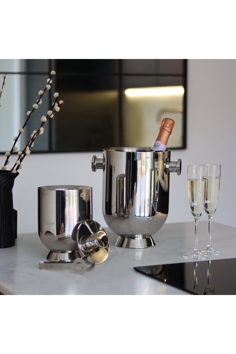Trombone Champagne Bucket, Alternate, color, Silver