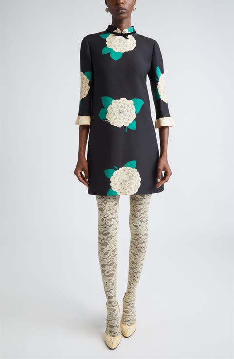 Ruffle Detail Crepe Couture Minidress