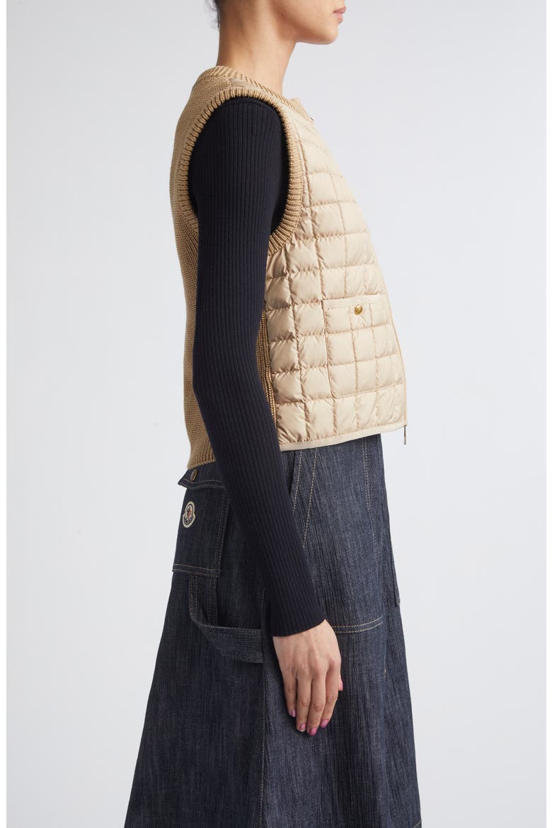 Knit & Quilted Down Vest, Alternate, color, BEIGE
