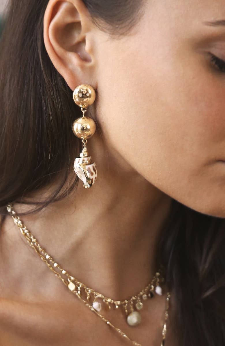 Ettika Cowshell Drop Earrings, Alternate, color,