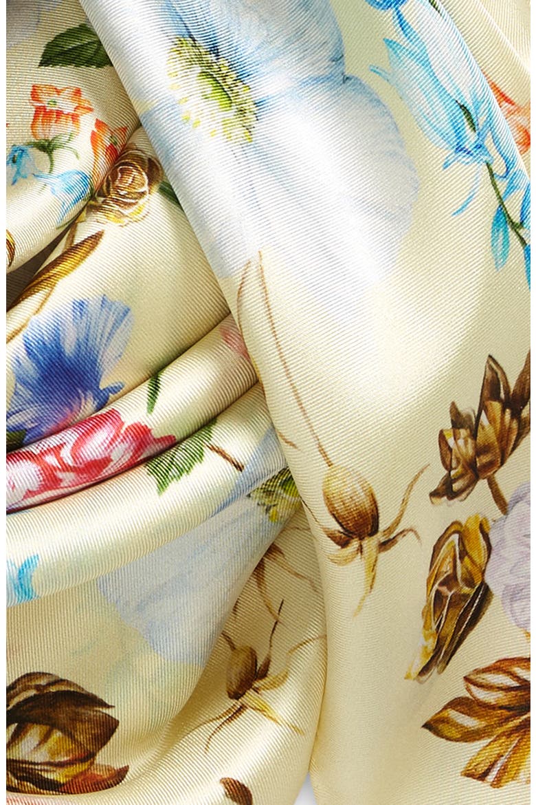 Flourish Silk Square Scarf, Alternate, color, BANANA