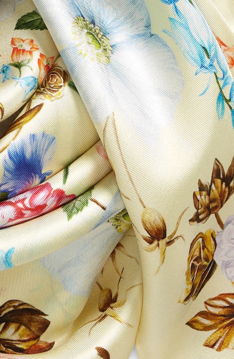 Echo Flourish Silk Square Scarf, Alternate, color, Banana