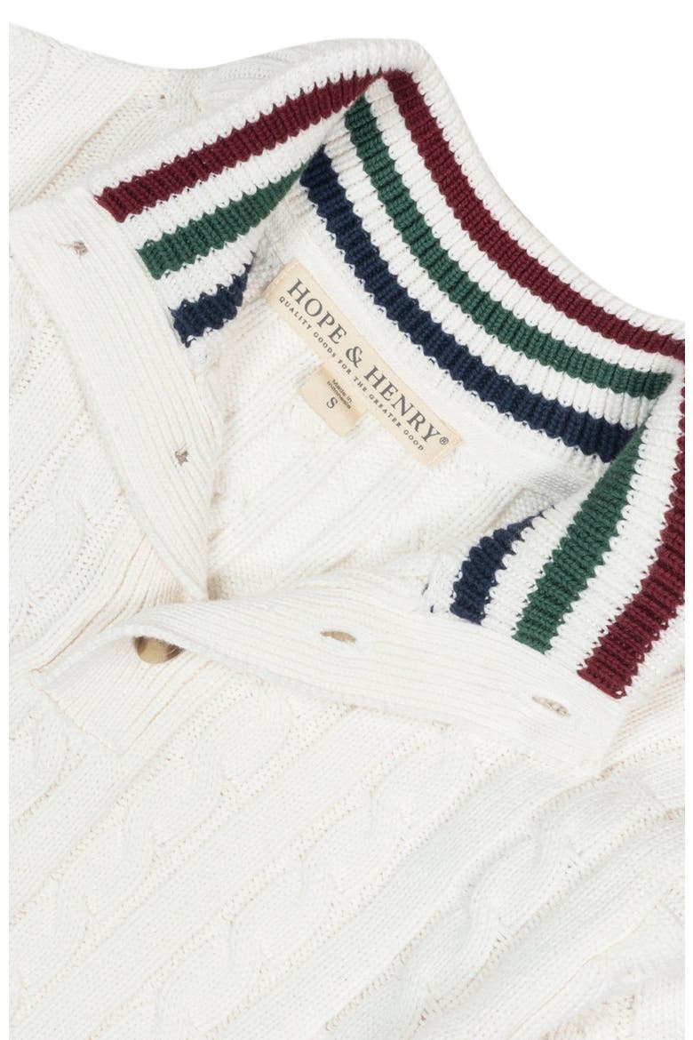 Baby Boys' Organic Mock Neck Cable Sweater, Infant, Alternate, color, Soft White Cable Tipping