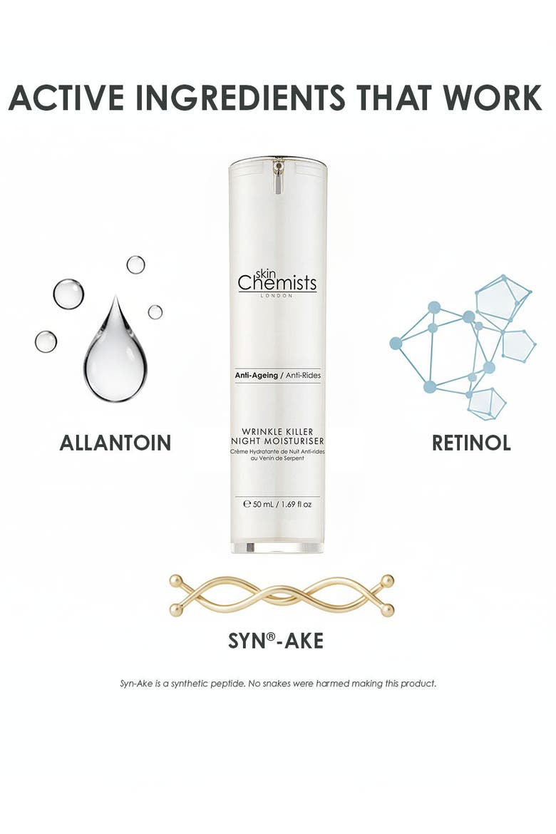 Wrinkle Killer Anti-Aging Night Moisturizer 50ml for Loss of Firmness, Fine Lines & Wrinkles, Alternate, color, White