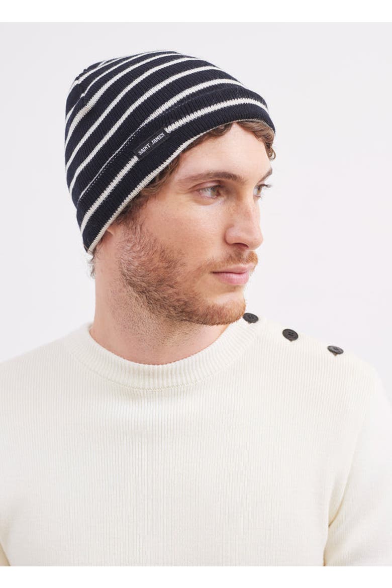 CARTIER - Nautical Striped Beanie, Alternate, color, NAVY / IVORY