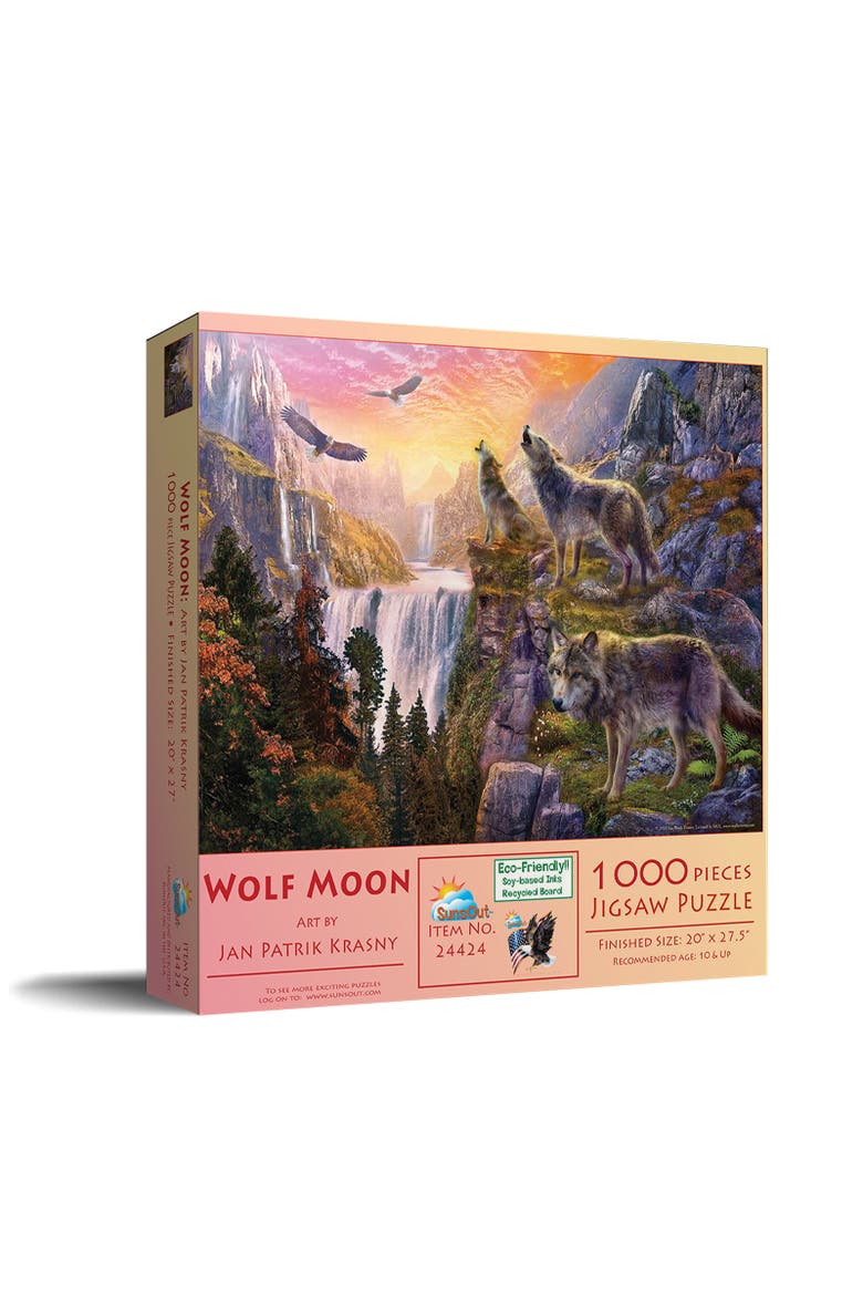 Wolf Moon 1000 piece Jigsaw Puzzle for Adults, Main, color, Multicolor