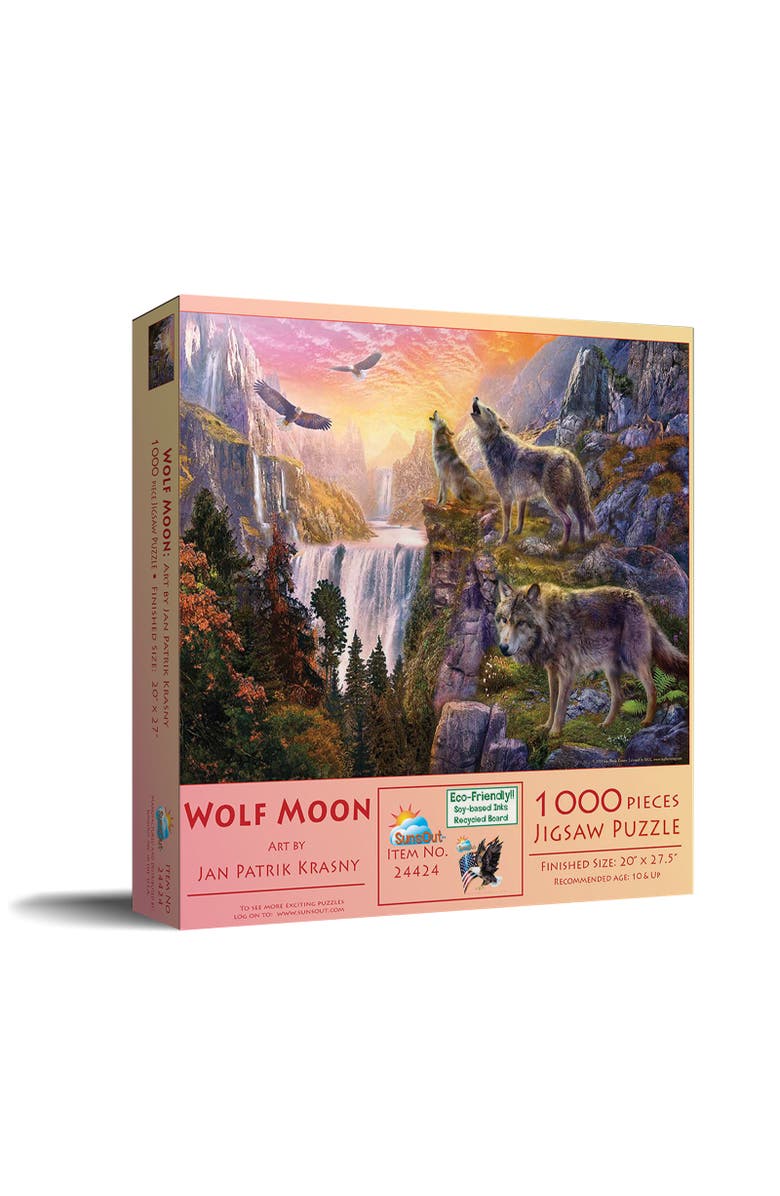 Sunsout Wolf Sun/Wolf Moon 1000 piece Jigsaw Puzzle for Adults, Main, color, Multicolor