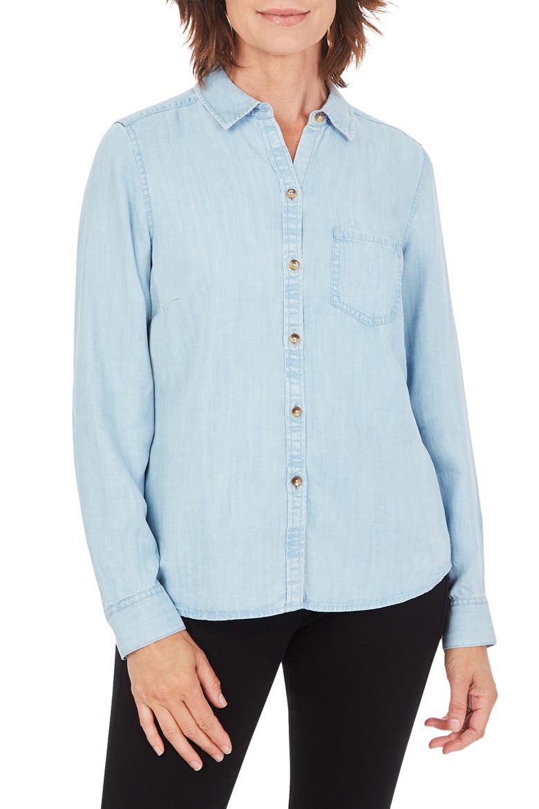 The Hampton Chambray Button-Up Shirt, Main, color, BLUEWASH