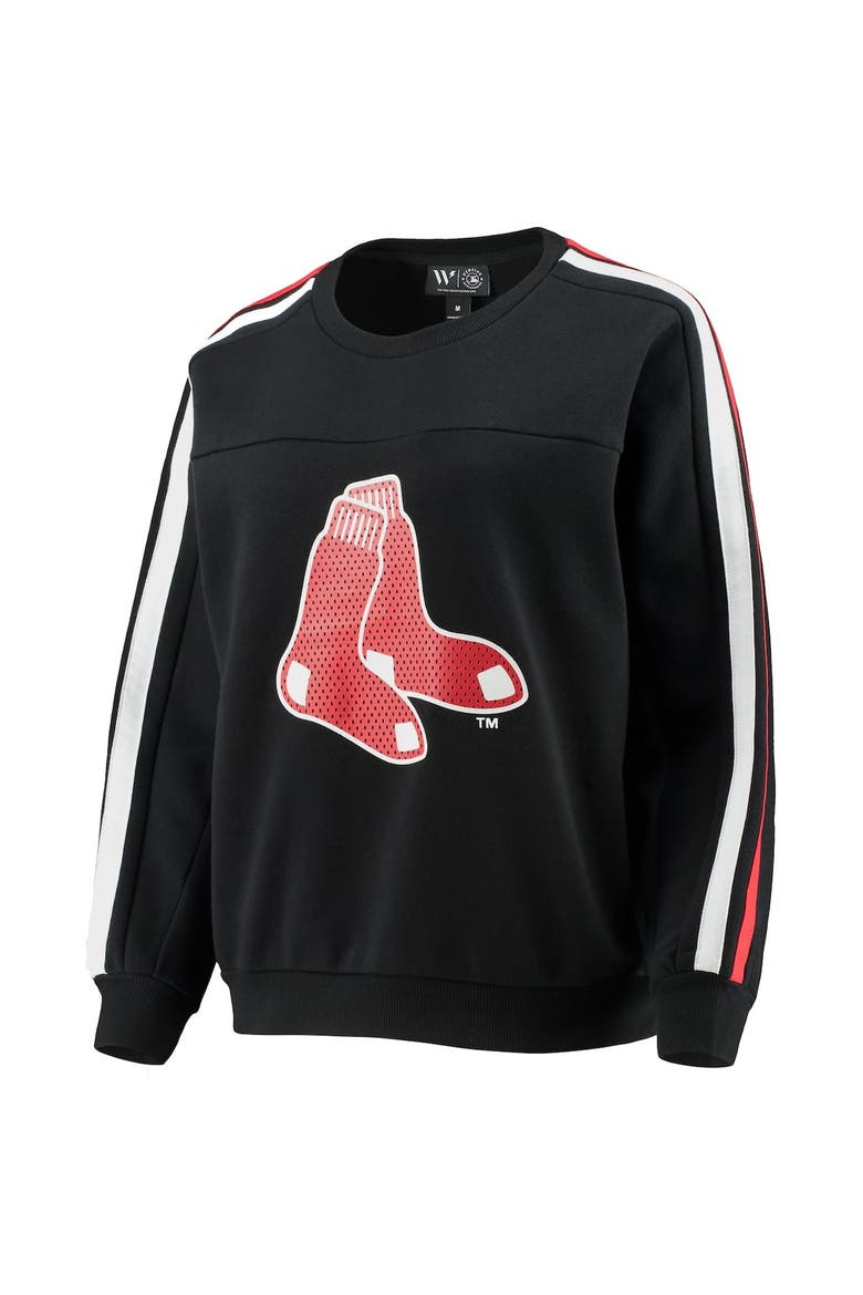 Women's The Wild Collective Black Boston Red Sox Perforated Logo Pullover Sweatshirt, Alternate, color, Black