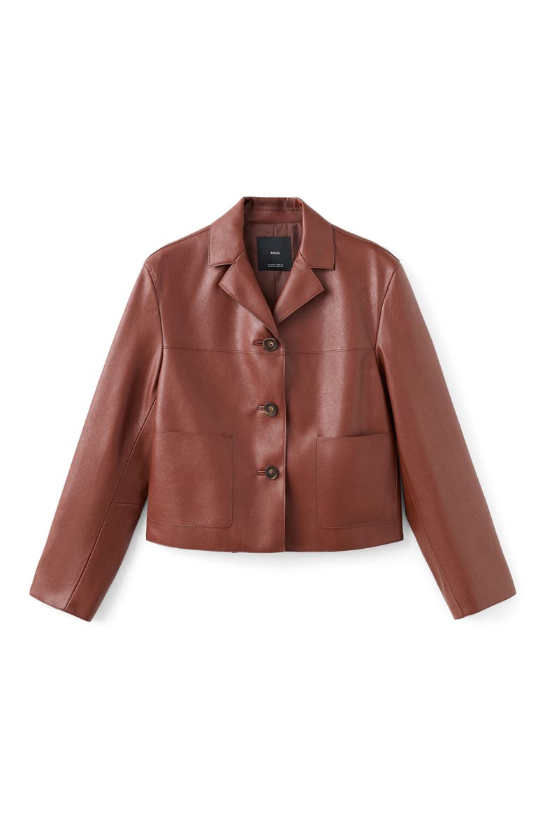 Faux Leather Jacket, Alternate, color, BURNT ORANGE