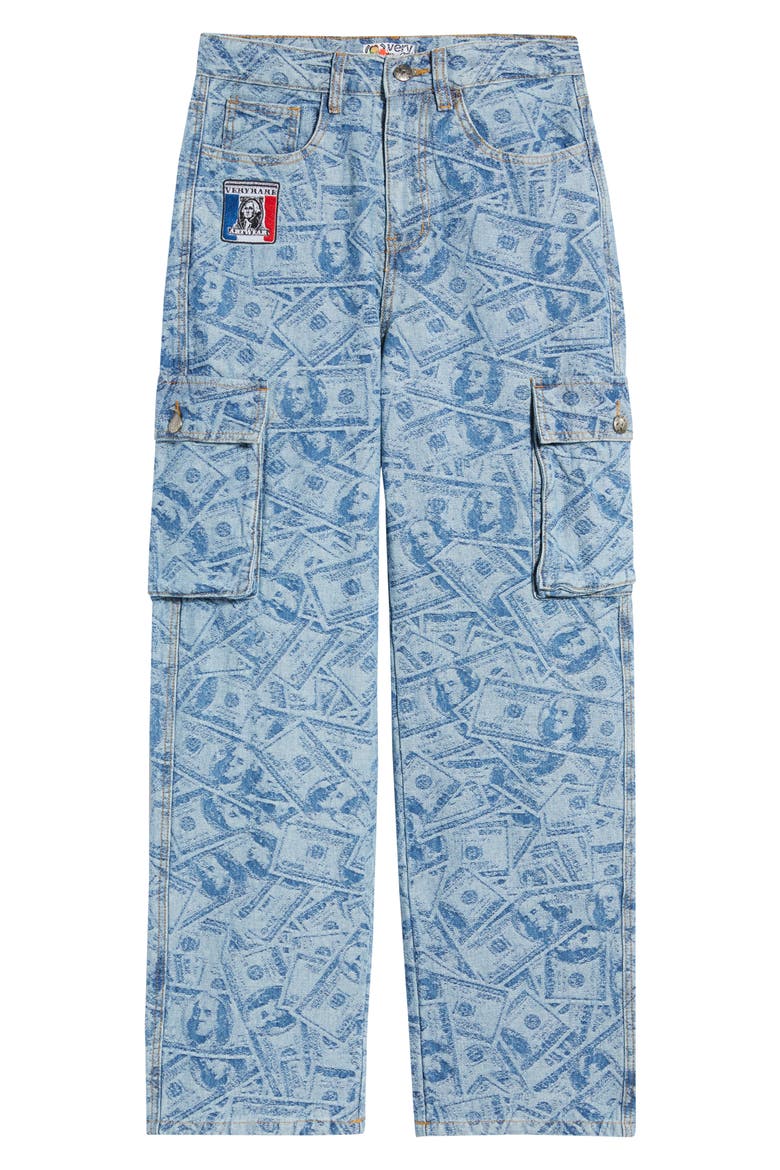 Straight Leg Cargo Dollar Jeans, Main, color, BLUE