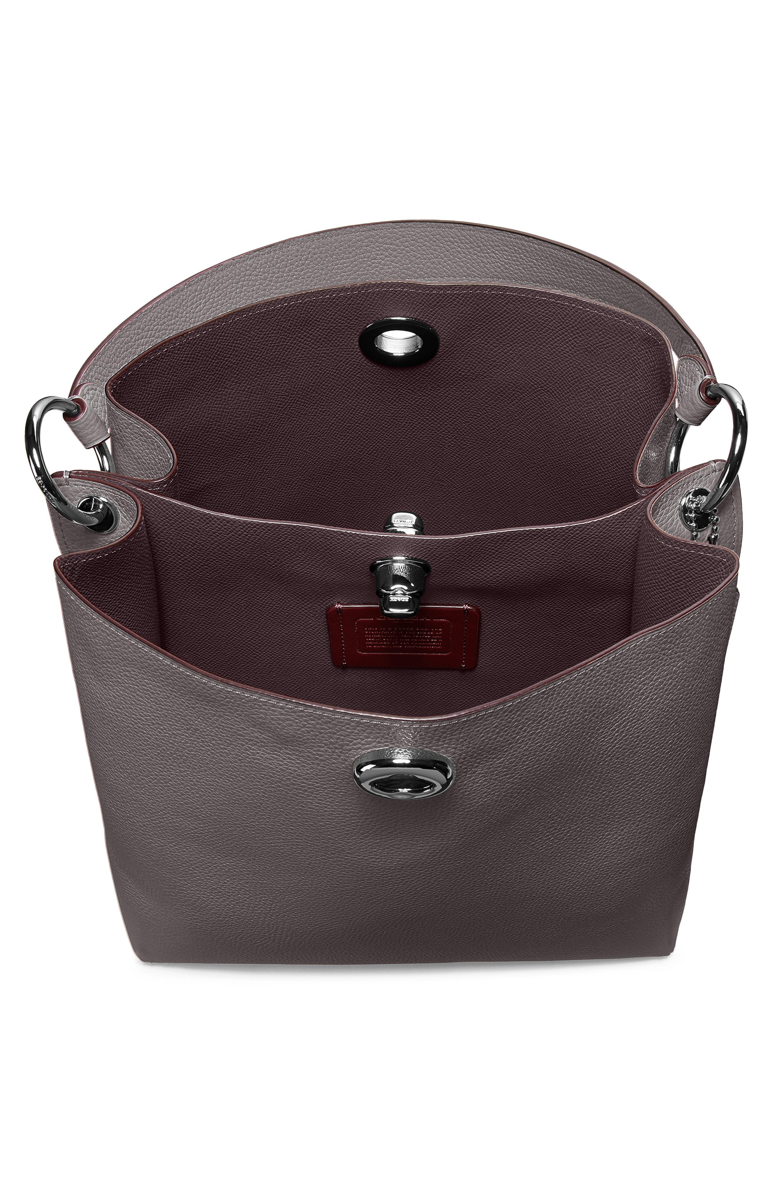 Charlie Leather Bucket Bag, Alternate, color, GUNMETAL/ HEATHER GREY