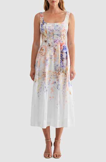 Print Pleated Sleeveless Maxi Dress