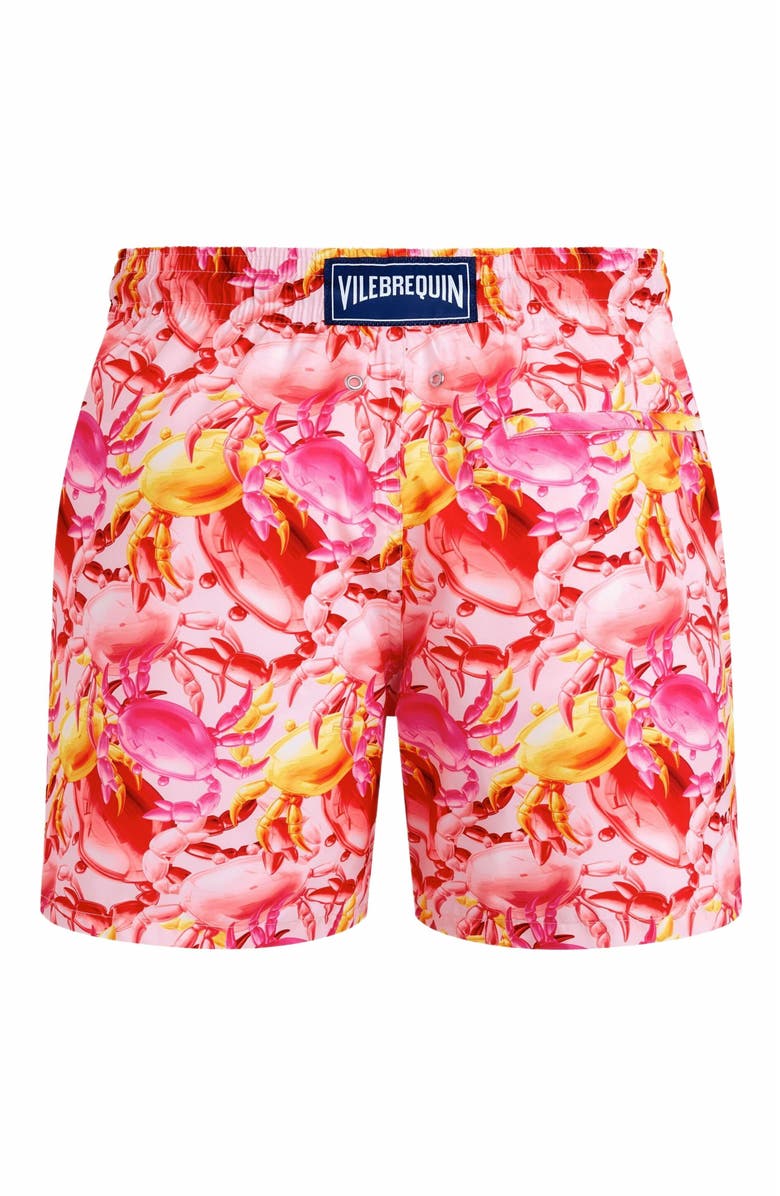 Vilebrequin Men's Crab Ballons Ultra-Light and Packable Swim Shorts, Alternate, color, Pivoine