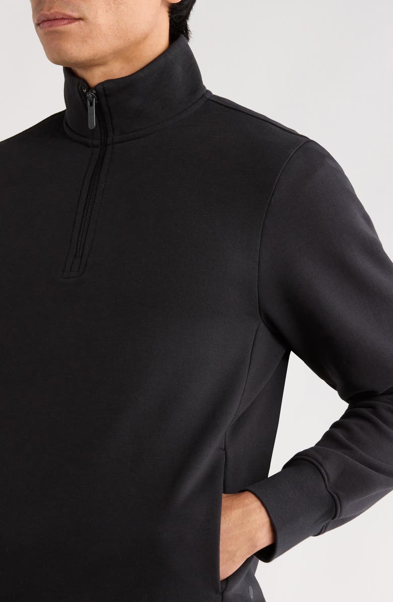 Zella Vital Fleece Quarter Zip Pullover, Alternate, color, Black Caviar