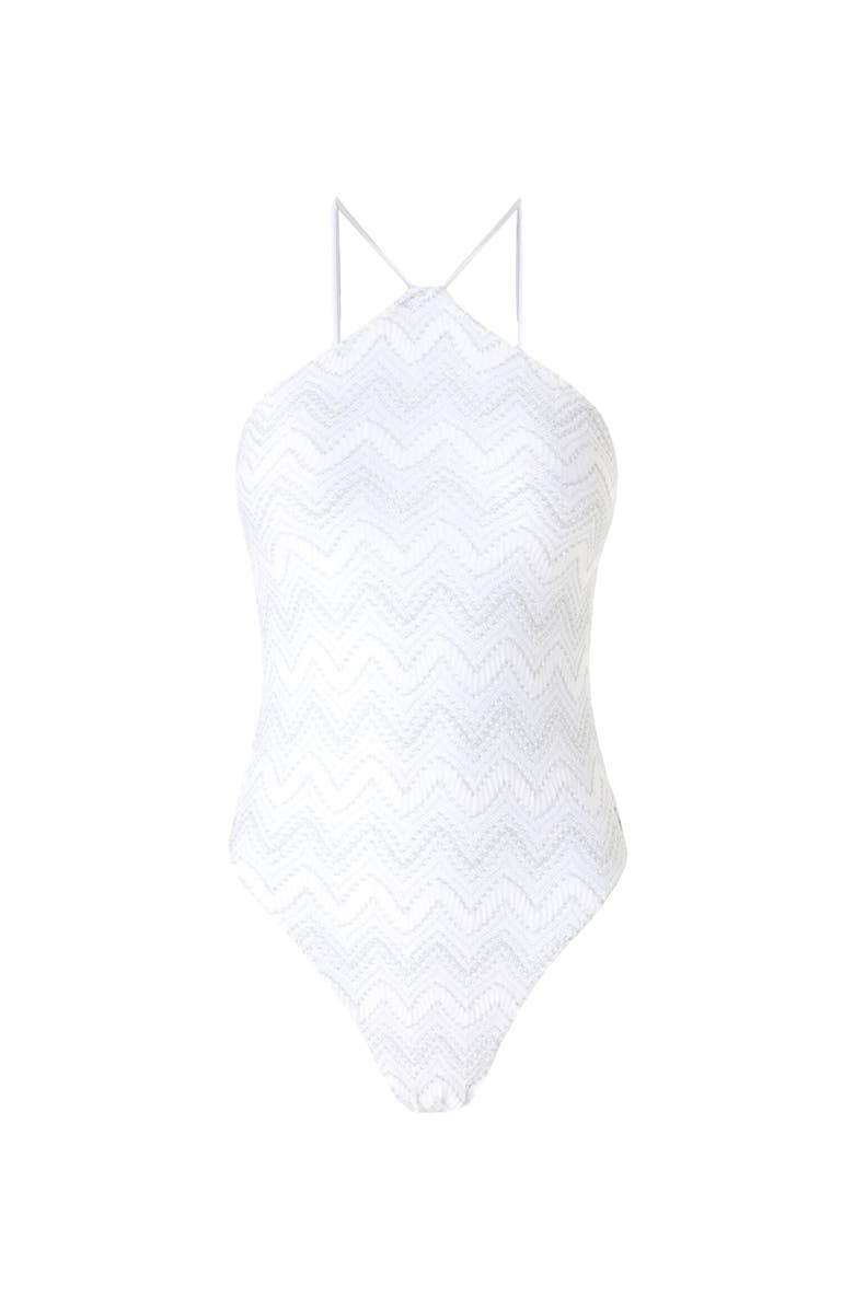 Missoni Zig Zag Lamé Viscose One-piece Swimsuit With Halter Neck, Alternate, color, Silver
