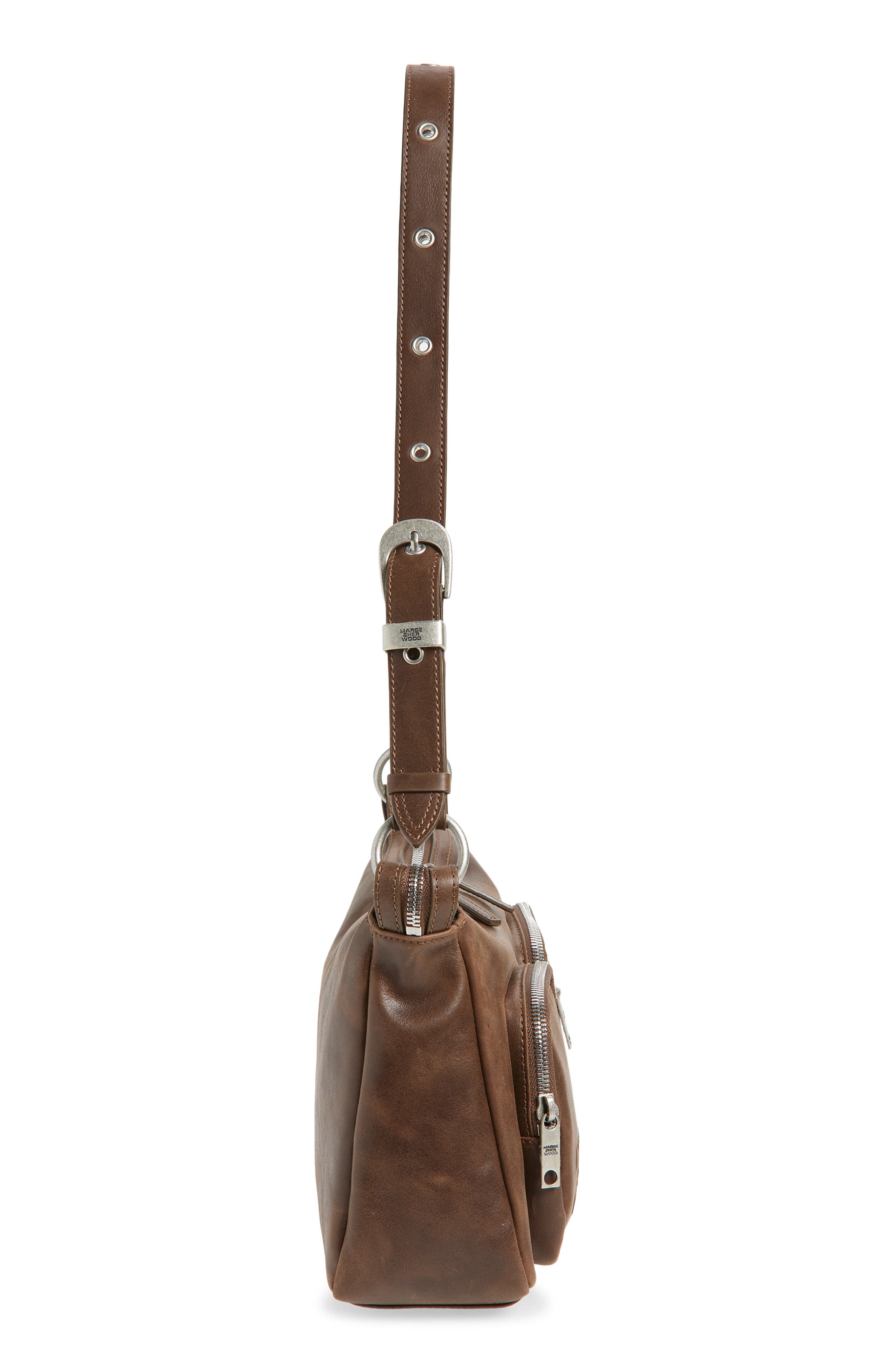 MARGESHERWOOD Outpocket Leather Hobo Bag, Alternate, color, Washed Brown Pull-Up