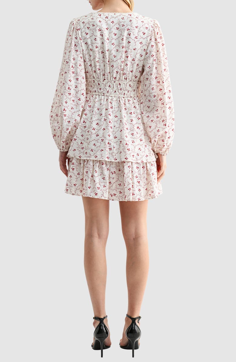 Lush Tiered Long Sleeve Minidress, Alternate, color, Cream Red