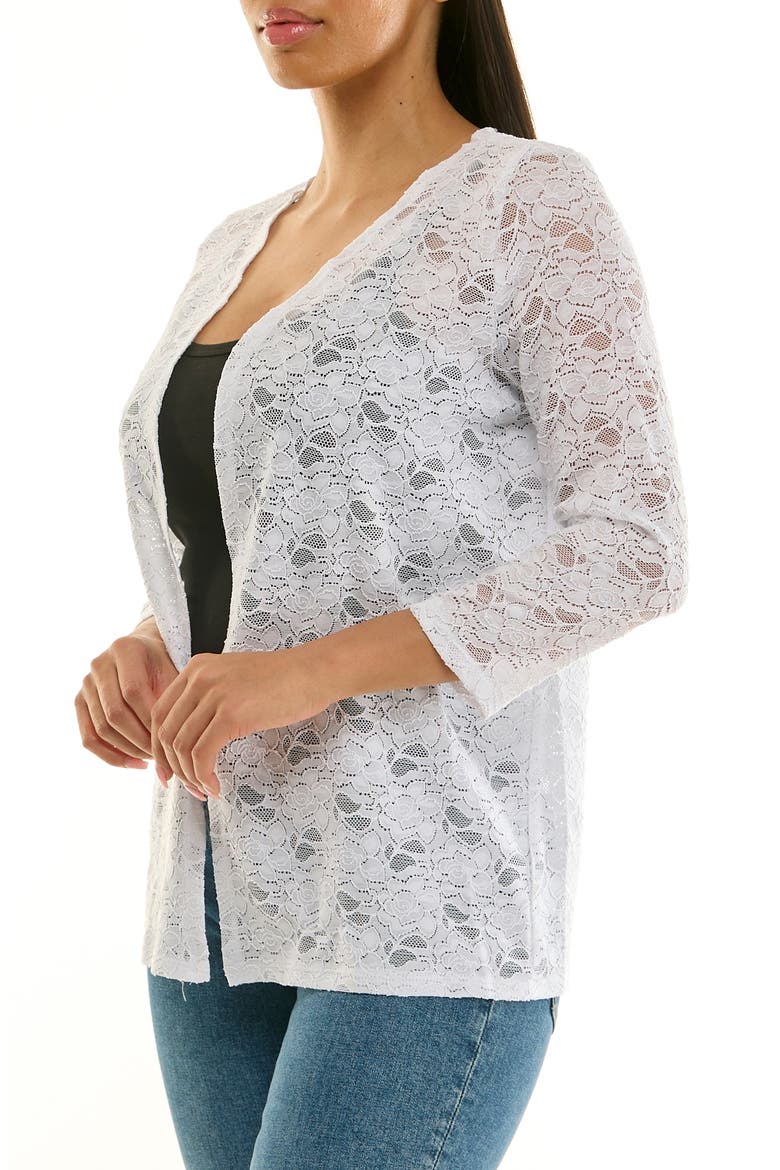 Lace Cardigan, Alternate, color, WHITE