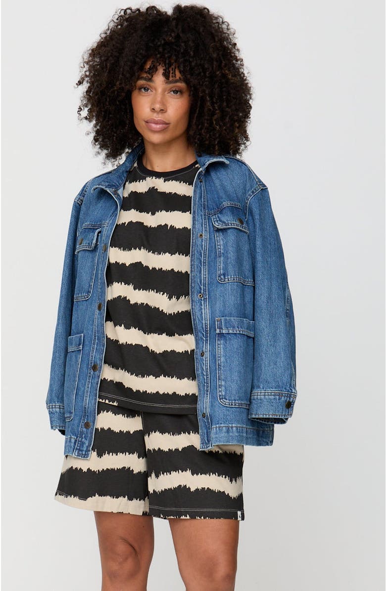 Turtledove London Organic Cotton Audrey Shorts, Alternate, color, Black Stripes