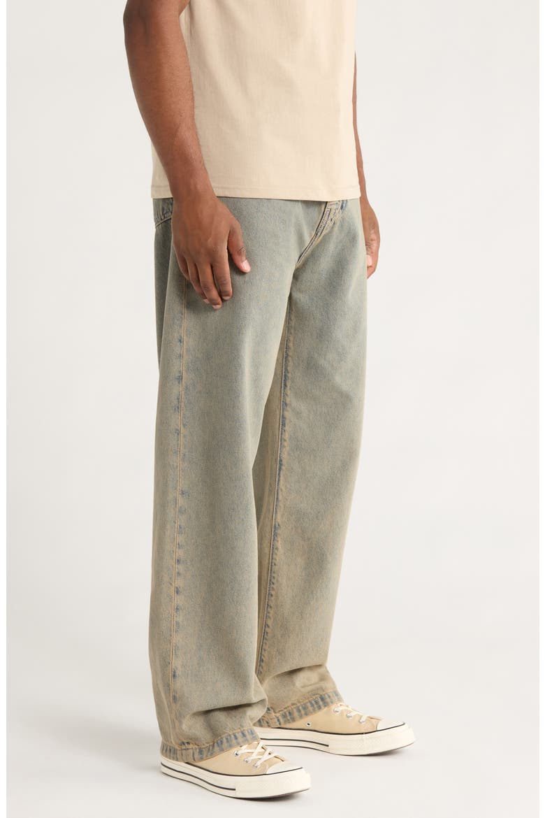 Landon Wide Leg Jeans, Alternate, color, BLUE / LEATHER (GARMENT DYED)