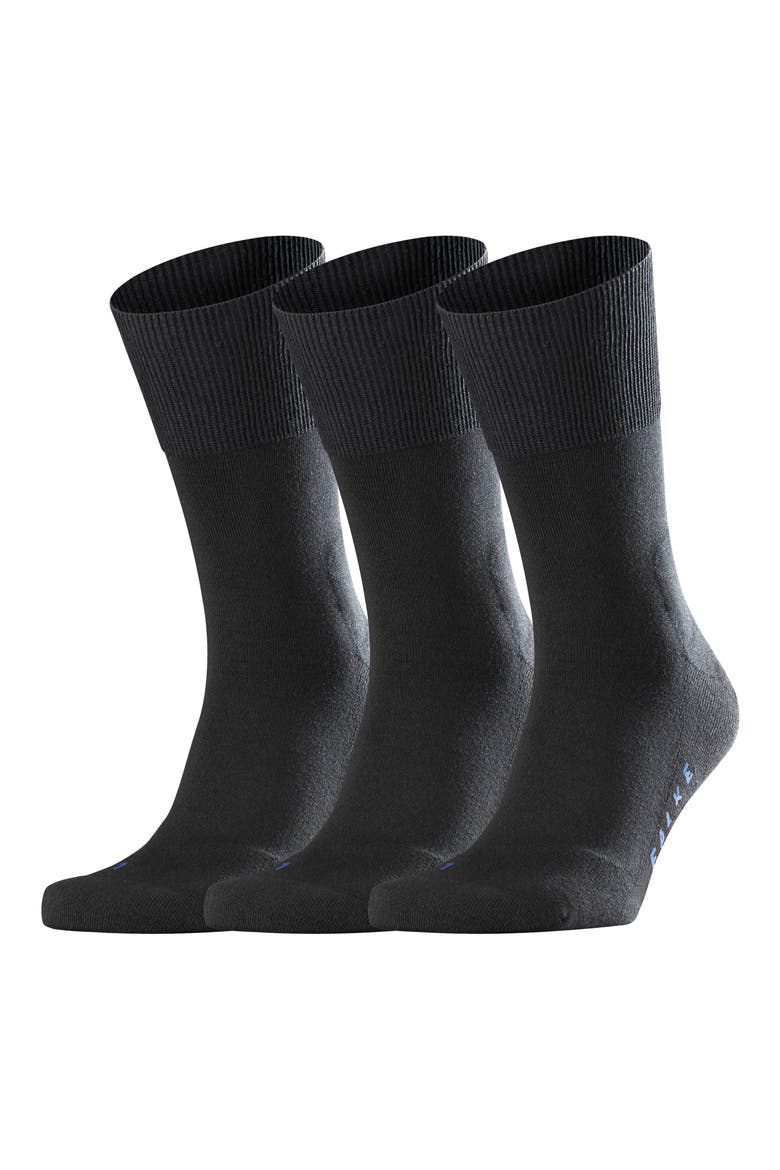 3-Pack Run Socks, Main, color, BLACK