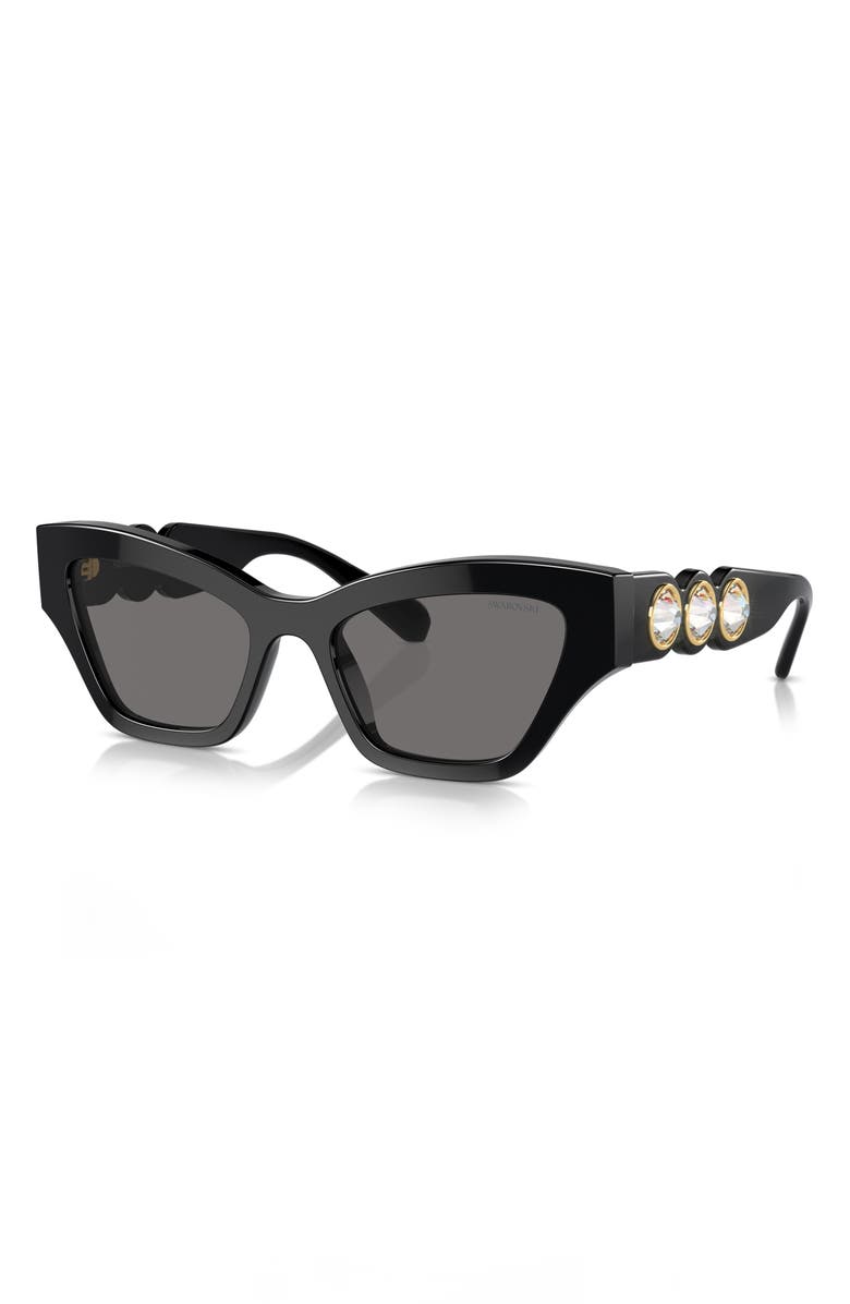 Swarovski Imber 53mm Irregular Sunglasses, Alternate, color, Black