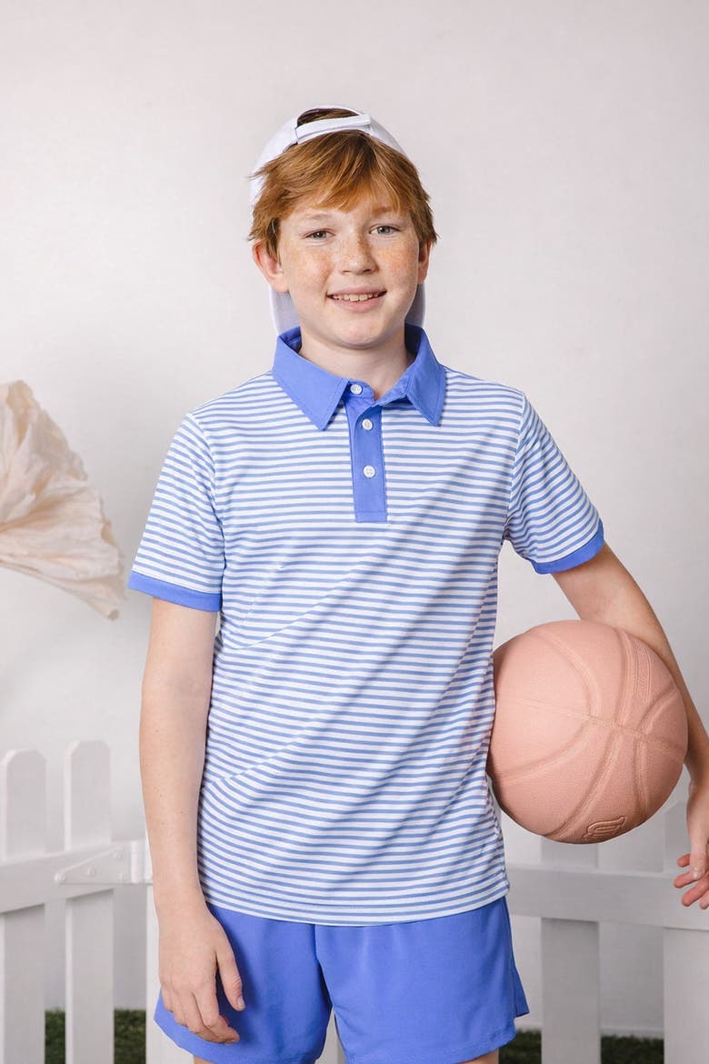 Boys Thin Stripe Polo Shirt, Alternate, color, Sky Blue Thin Stripe