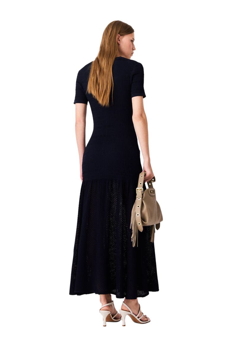 Pointelle knit maxi dress, Alternate, color, Navy