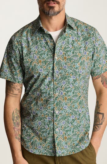 Riviera Slim Fit Bouquet Print Short Sleeve Button-Up Shirt
