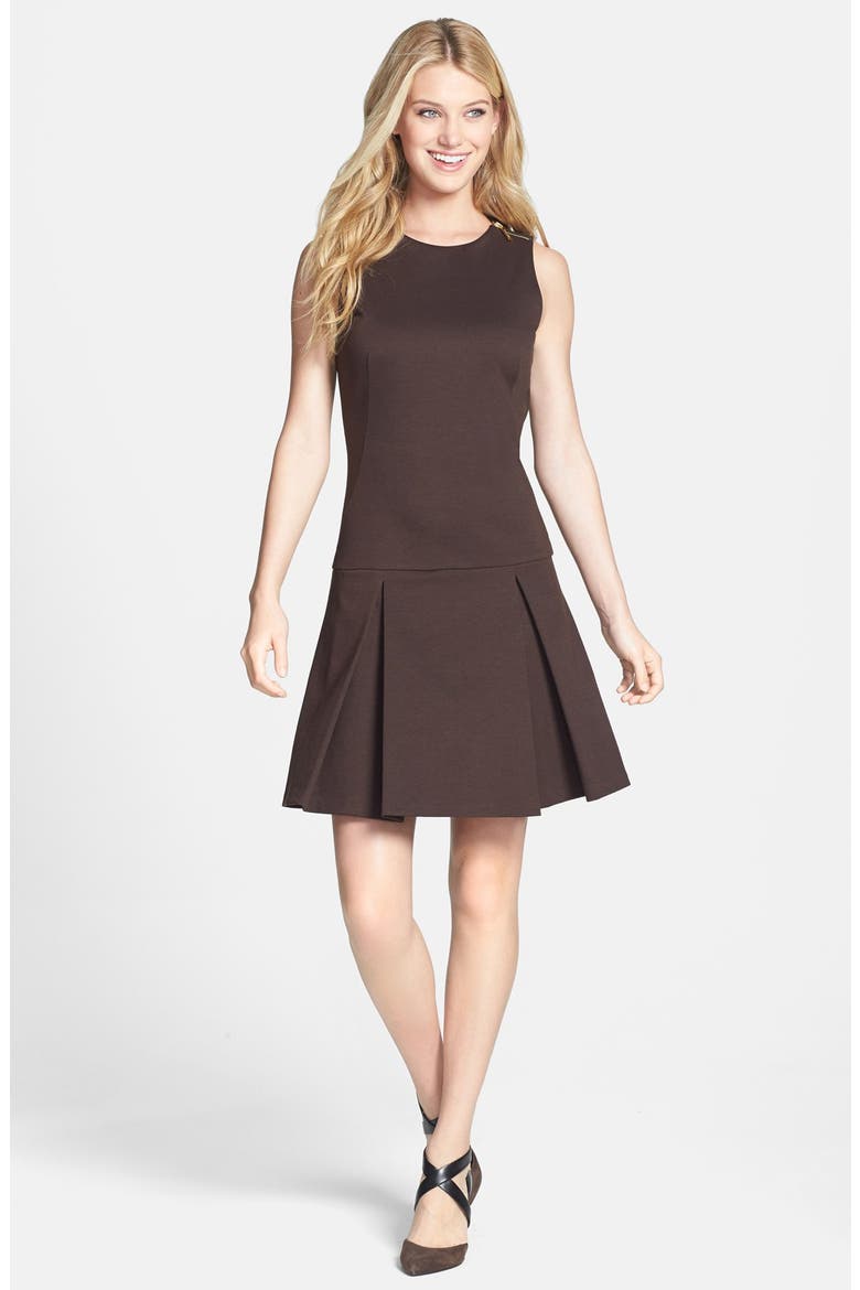 Shoulder Zip Stretch Knit Dress, Main, color, CHOCOLATE
