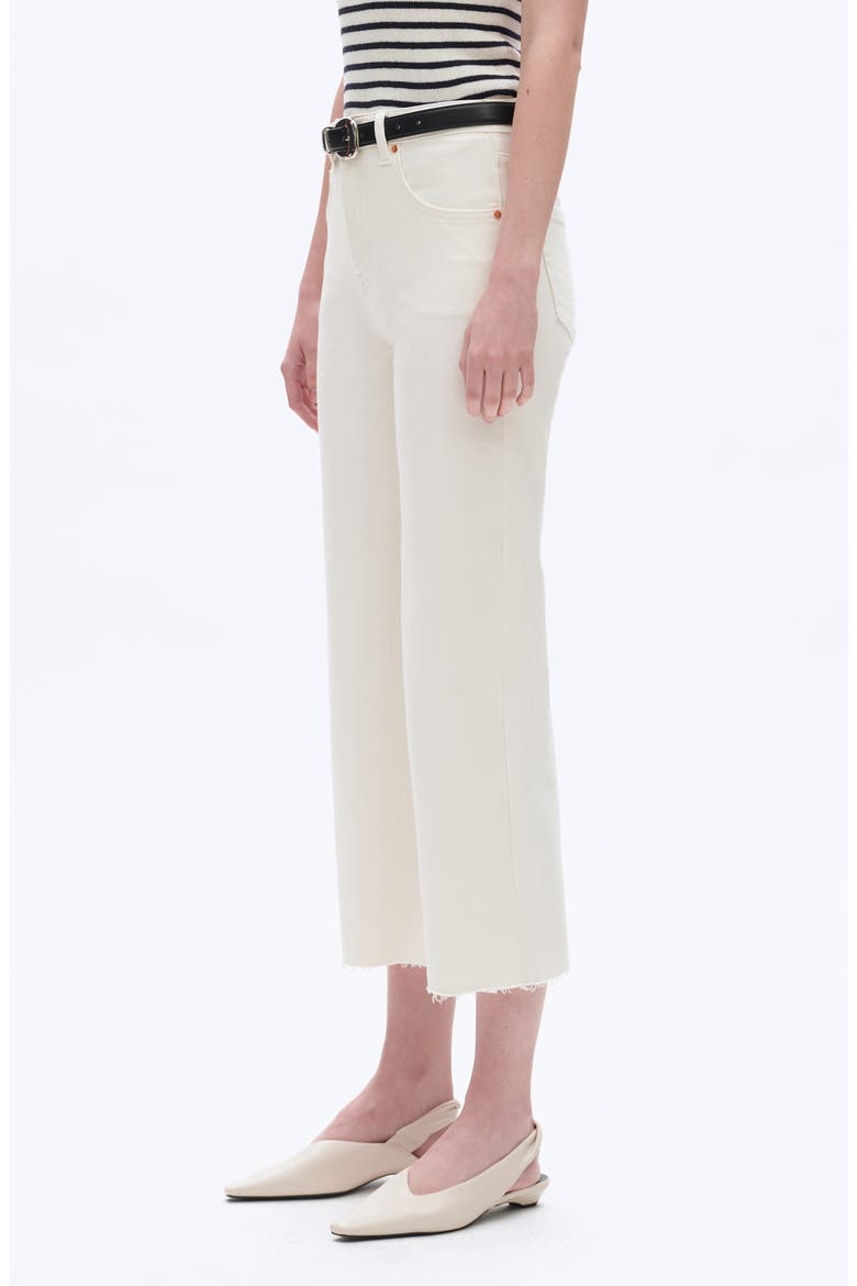 High Waist Raw Hem Wide Leg Jeans, Alternate, color, WHITE