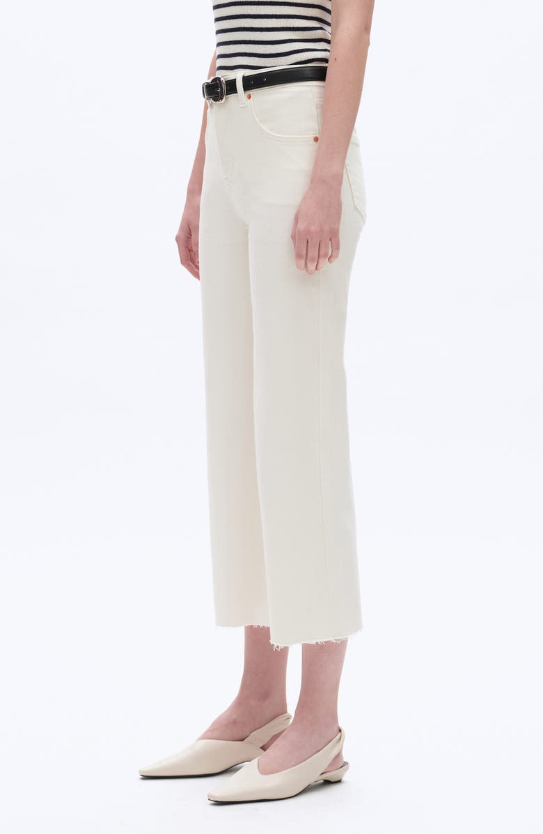 Bayeas High Waist Raw Hem Wide Leg Jeans, Alternate, color, White